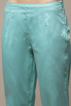 Aqua Cotton Straight Kurta Pants Suit Set image number 6