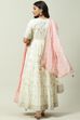 Off White Cotton Anarkali Kurta Churidar Suit Set image number 4