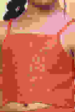 Orange Poly Chanderi Metallic Tiered Flared Lehenga Set image number 1