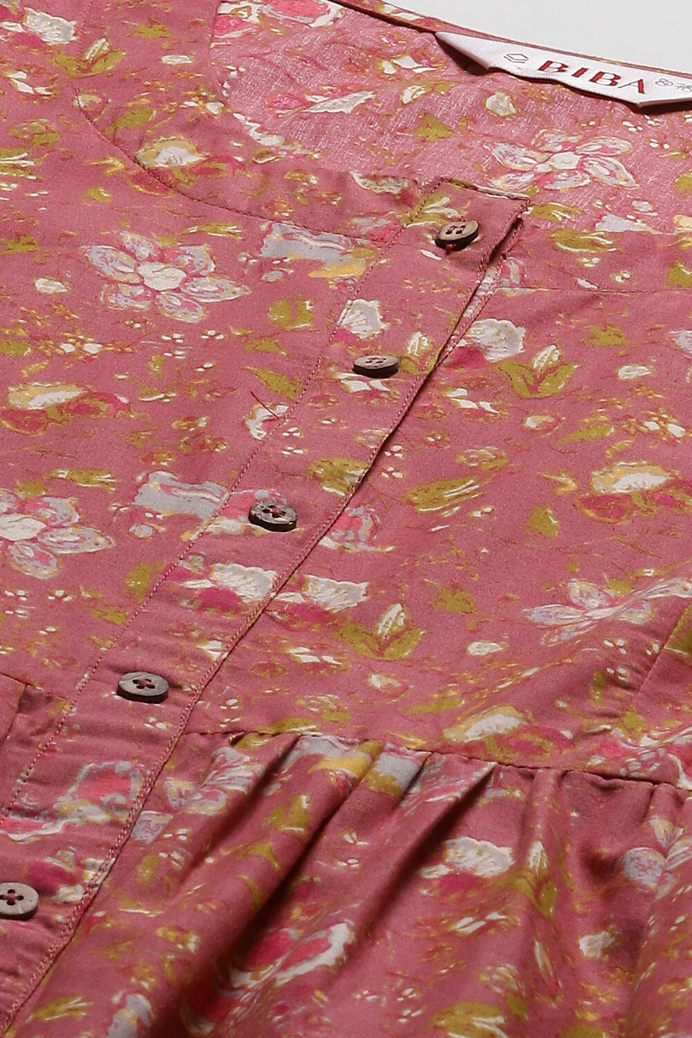 Blue Cotton Gathered Kurta Pants 2 Piece Set image number 1