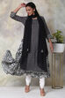 Black Cotton Double Layered Kurta Churidar Suit Set image number 4