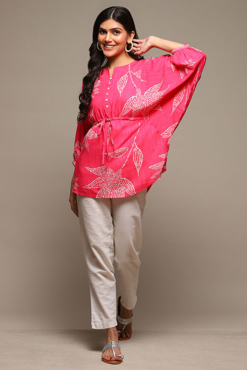 Blue LIVA Straight Printed Top image number 0