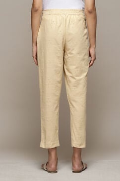 Beige Cotton Embrodered Narrow Pant image number 4