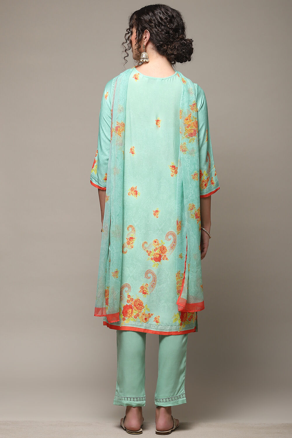 Light Blue Rayon Straight Kurta Regular Pants Suit Set image number 4