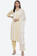 Yellow Cotton Unstitched Suit Set image number 0