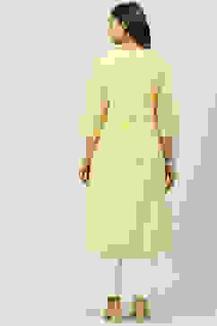 Yellow Art Silk Straight Kurta image number 4