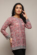 Denim Blue Polyester Straight Printed Kurti image number 3