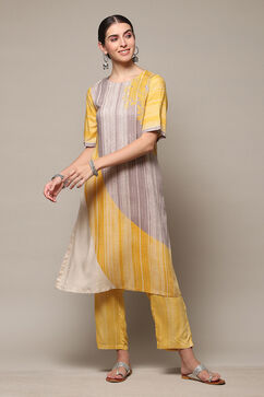 Mud Ochre LIVA Straight Printed 2 Piece Set image number 0