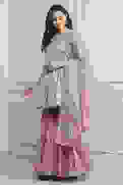 Light Blue Cotton Straight Kurta Garara Suit Set image number 3