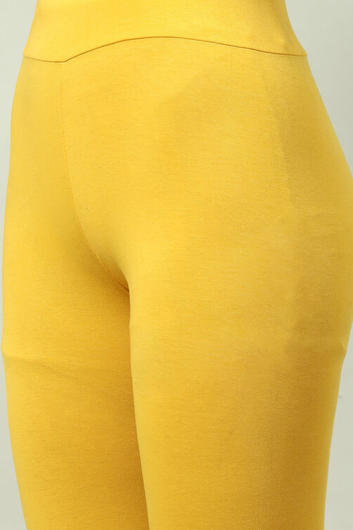 Dark Yellow Cotton Lycra Churidar image number 1