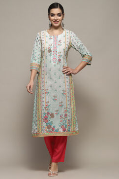 Mint Cotton Straight Kurta image number 0