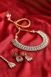 Silver Toned Gold Plated Alloy Studded Necklace Set image number 2