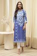 Blue Cotton Printed Straight Kurta image number 6
