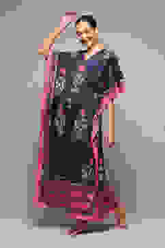 Indigo Pink Cotton Printed Kaftan image number 2