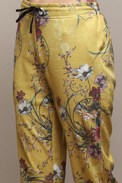Yellow Spandex Blend Straight Printed 2 Piece Set image number 2