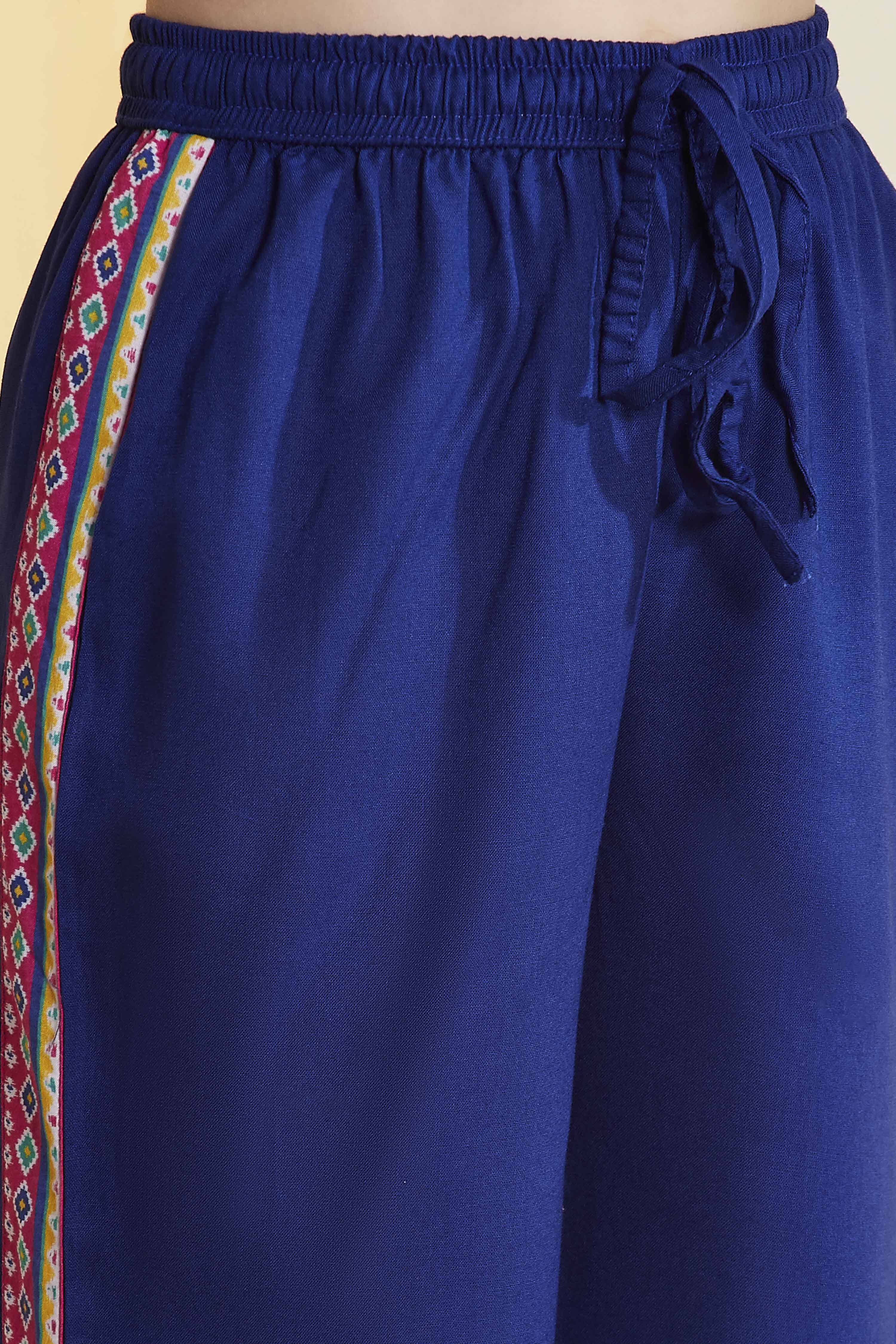 Pink Cotton Printed Gathered Kurta Pants Set image number 2