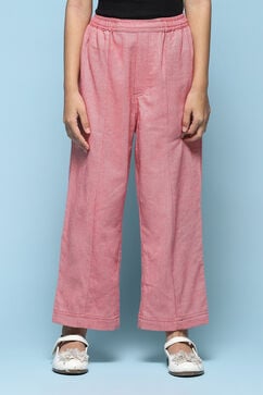 Peach Cotton Solid Pants image number 5