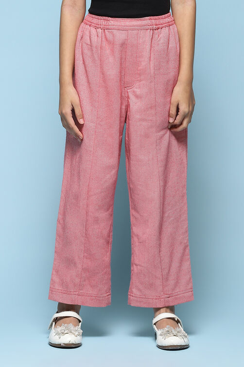 Peach Cotton Solid Pant image number 5