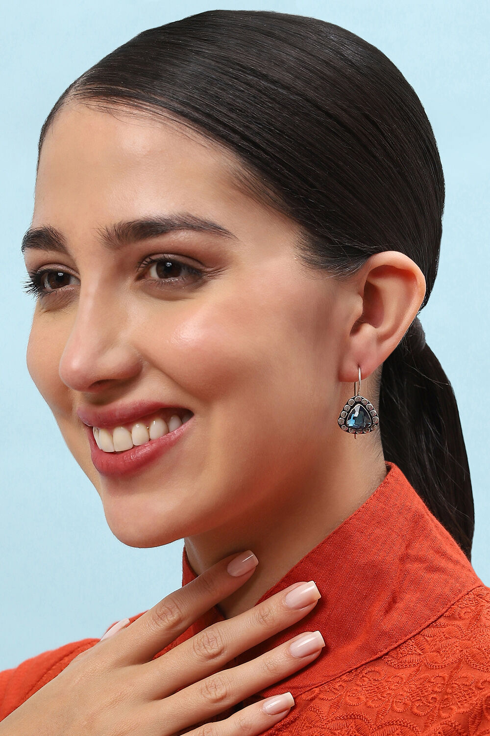 Blue Brass Earrings image number 1