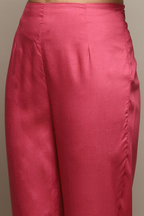Pink Printed Straight Kurta & Pants Suit Set image number 2