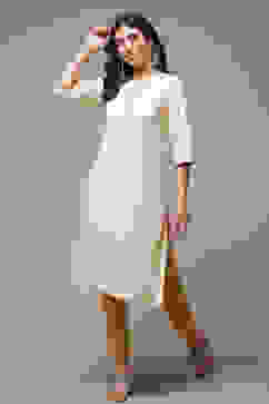 Beige LIVA Straight Kurta image number 0