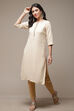 Beige LIVA Straight Kurta image number 0