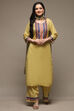 Beige Cotton Straight Kurta Palazzo Suit Set image number 7