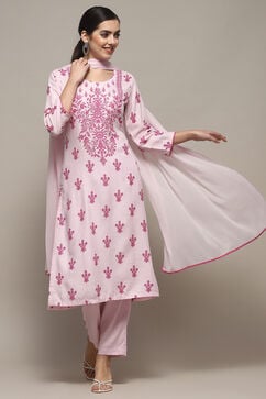Pink Rayon Straight Suit Set image number 7