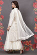 Off White Cotton Silk Straight Yarndyed Suit Set image number 4
