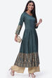 Green Rayon Flared Printed Kurta Dress image number 5