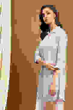 Sky Blue Printed Straight Short Kurti image number 2