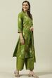 Turquoise Printed Cotton Straight Suit Set image number 6