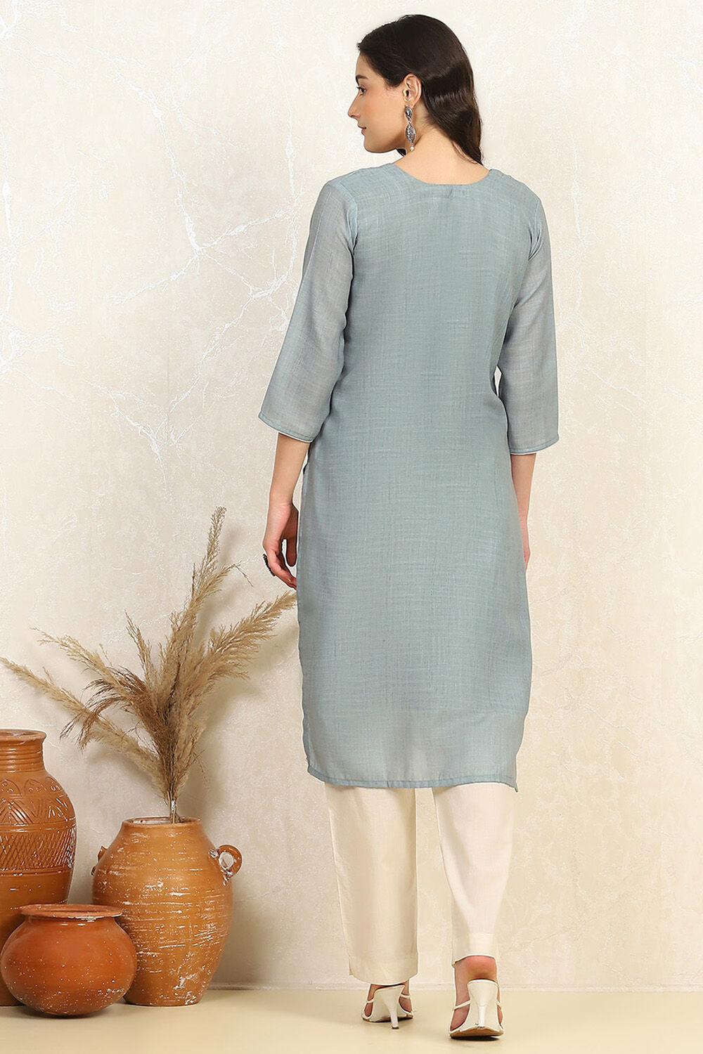 Peach Cotton Unstitched Suit Set image number 5