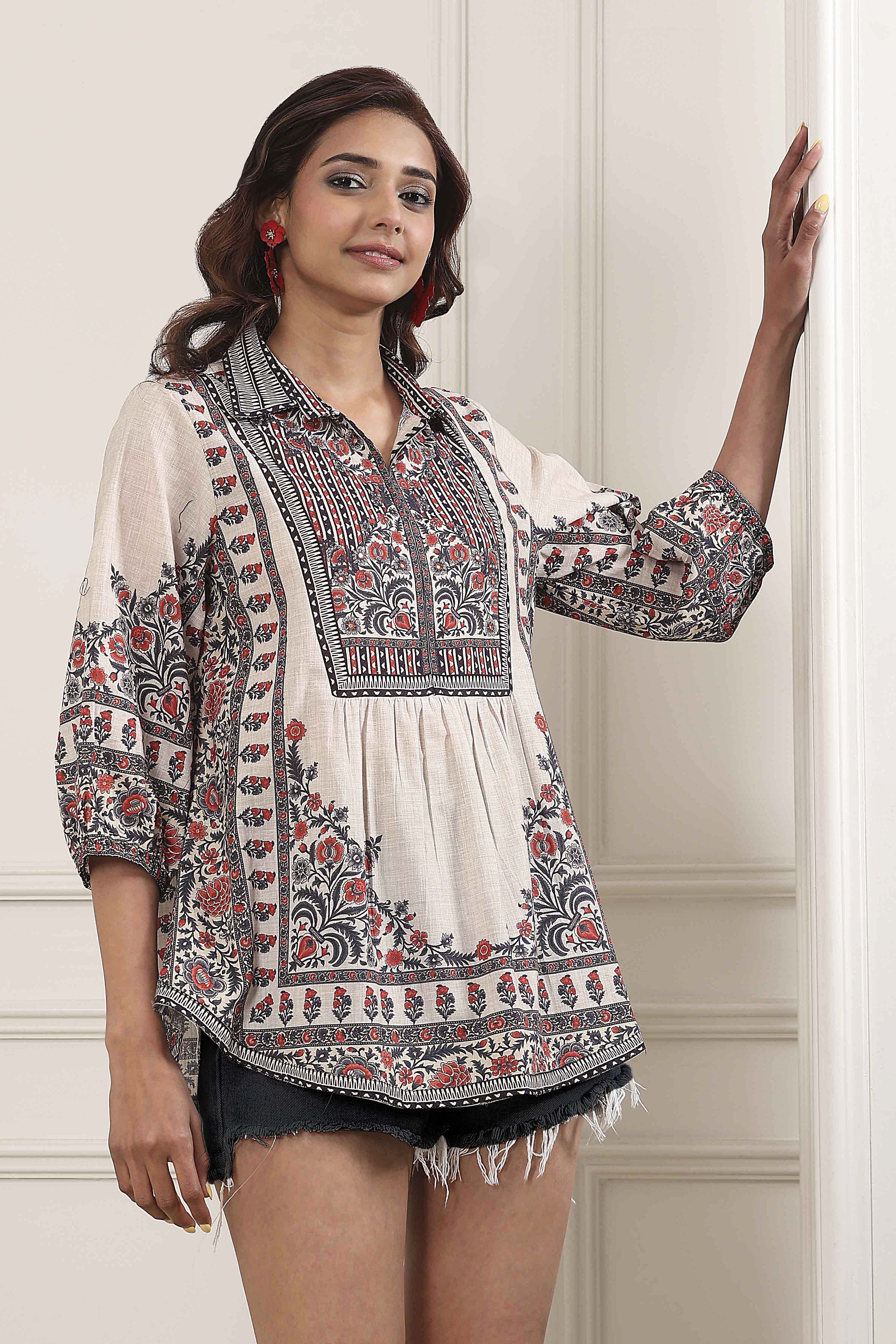 Brown Cotton Straight Shirt image number 4