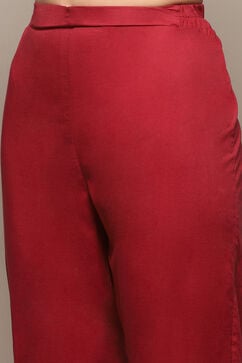 Red Chanderi Unstitched Suit Set image number 3