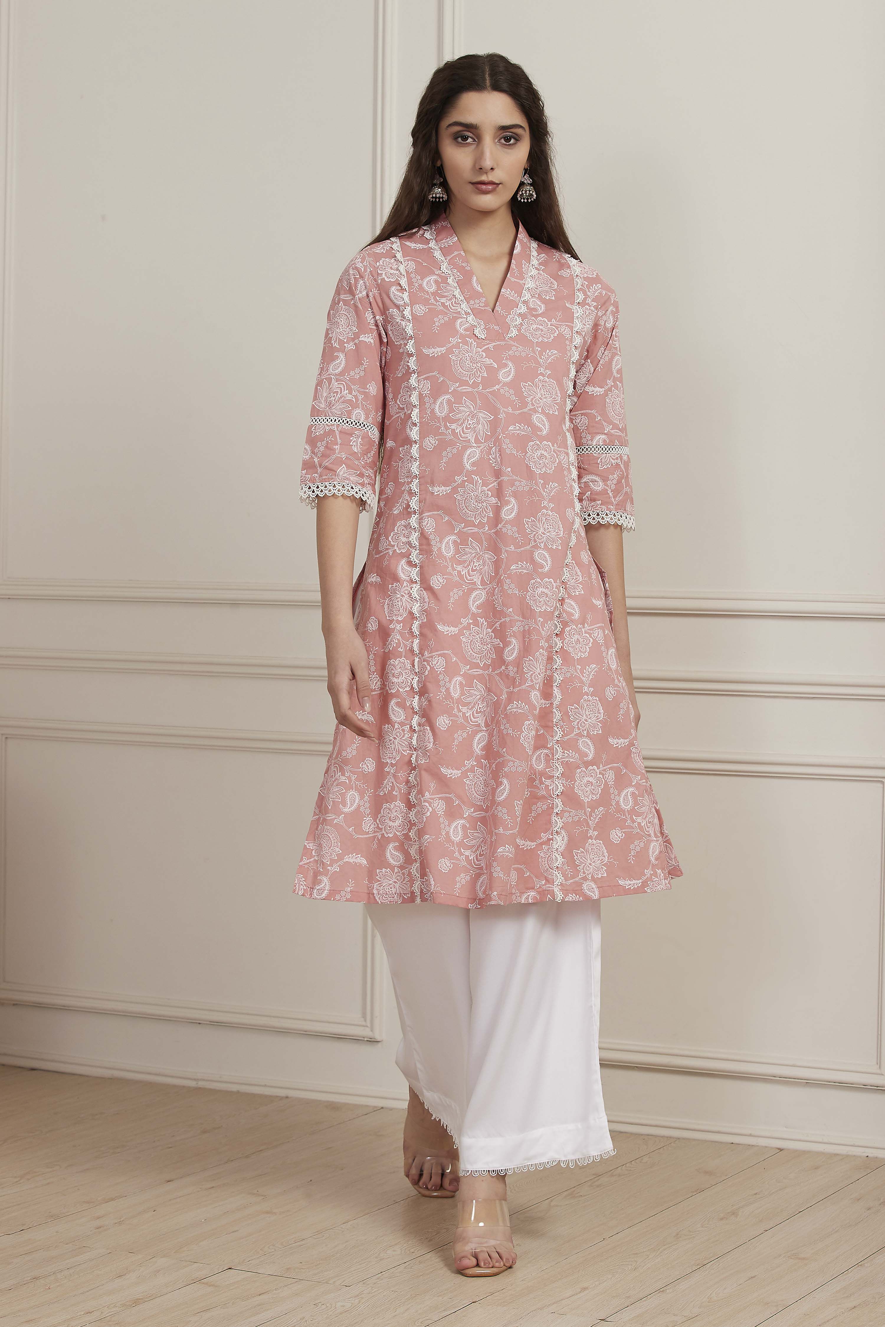 Blue Cotton Straight Kurta image number 5