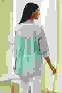 Aqua Cotton Straight Shirt-Style Short Kurta image number 3