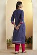 Blue Viscose Rayon Straight Kurta image number 4