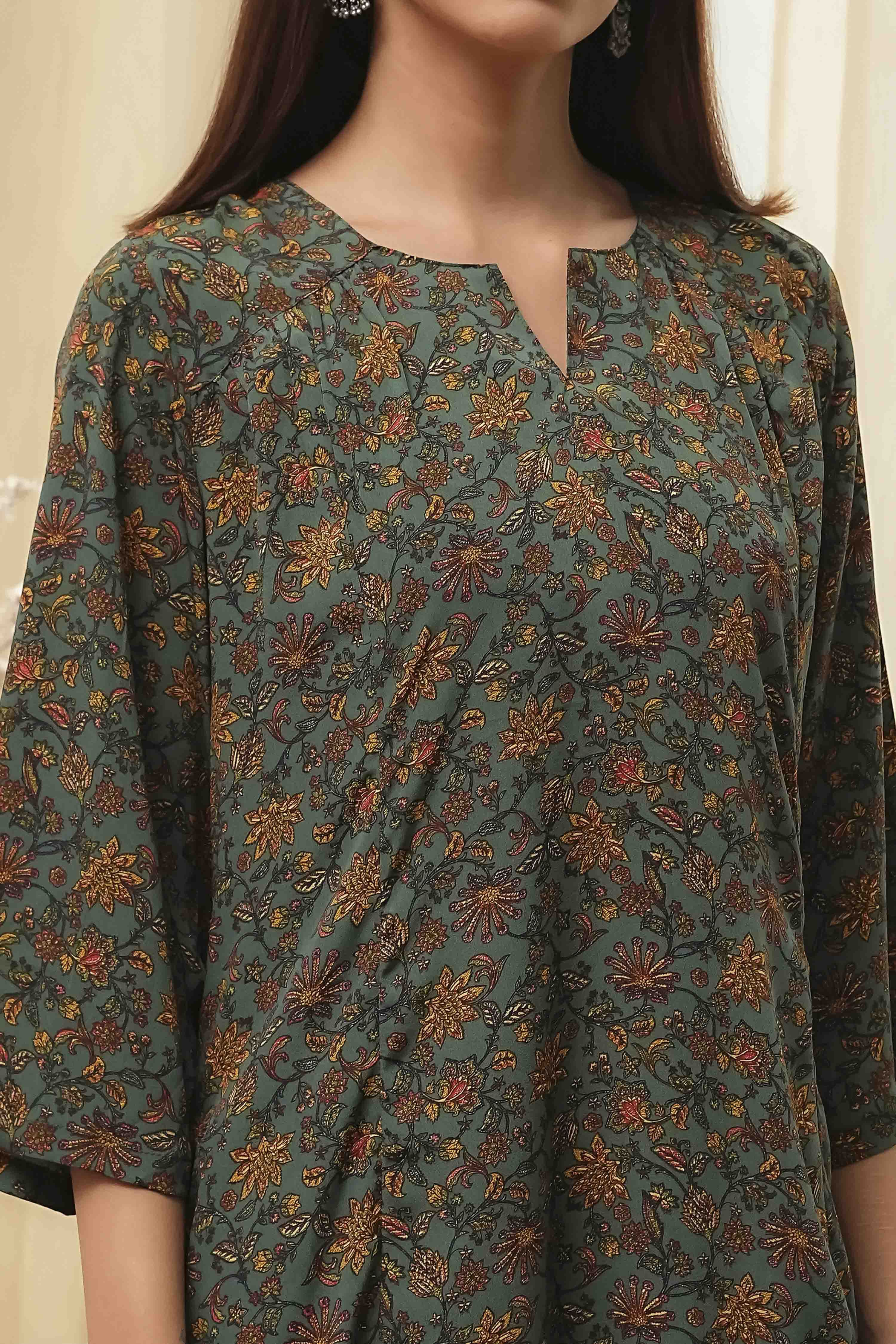 Green Art Silk Straight Suit Set image number 1