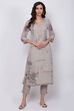 Moss Green Art Silk Straight Kurta Slim Pant Suit Set image number 2