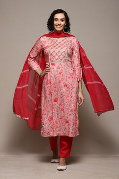 Pink Modal Machine Embroidered Unstitched Suit Set image number 8