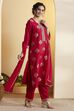 Red Nylon Straight Suit Set image number 4