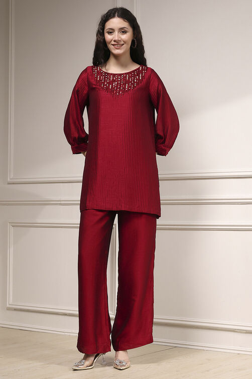 Blue Self-Designed Straight Kurta Set image number 6