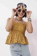 Yellow Cotton Tiered Top image number 5