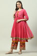 Blue Cotton Anarkali Kurta Palazzo Suit Set image number 2