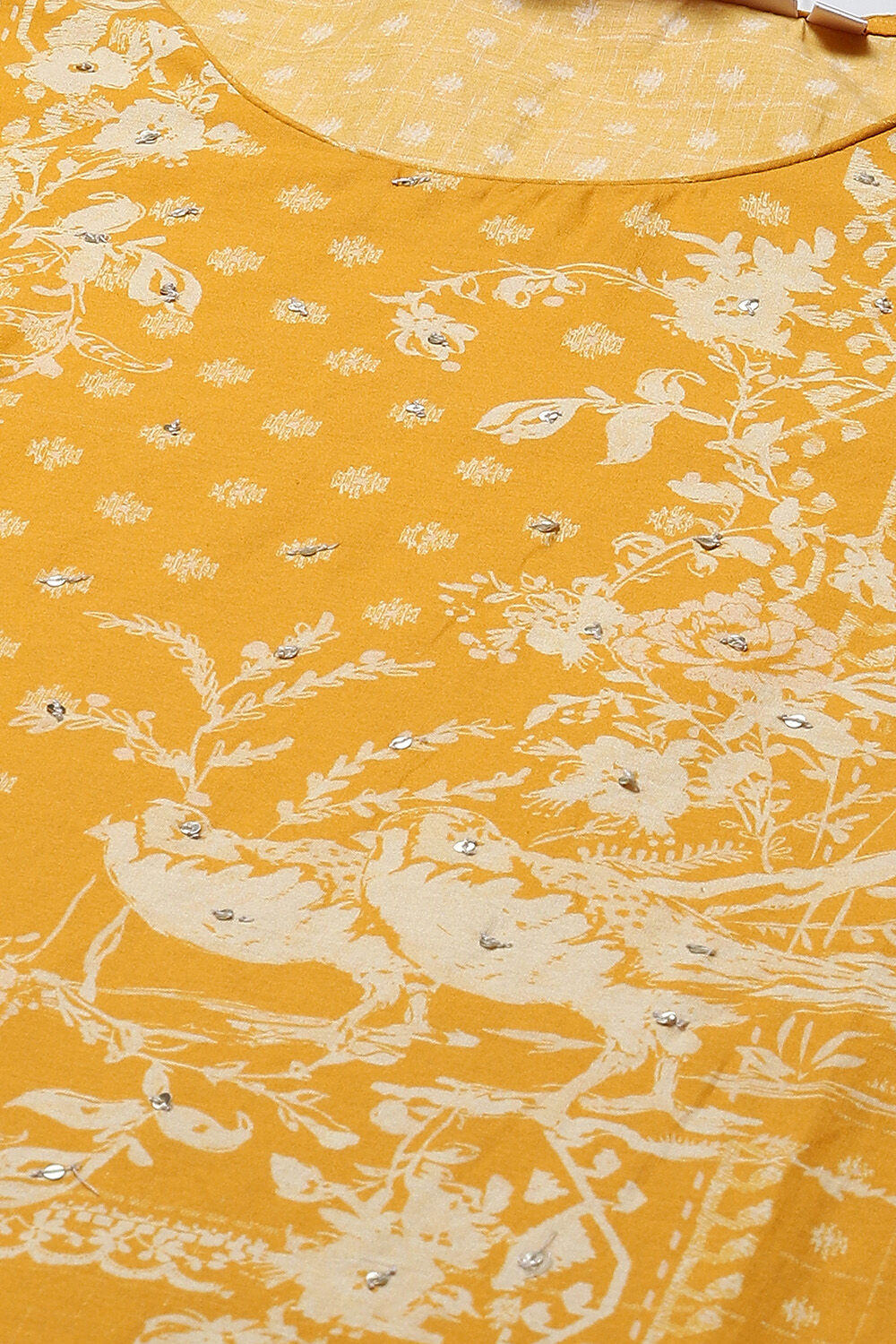 Yellow Cotton Straight Printed Kurta image number 1