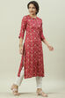 Pink Rayon Straight Printed Kurta image number 2