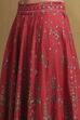 Red Satin Printed Lightweight Lehenga Set image number 2
