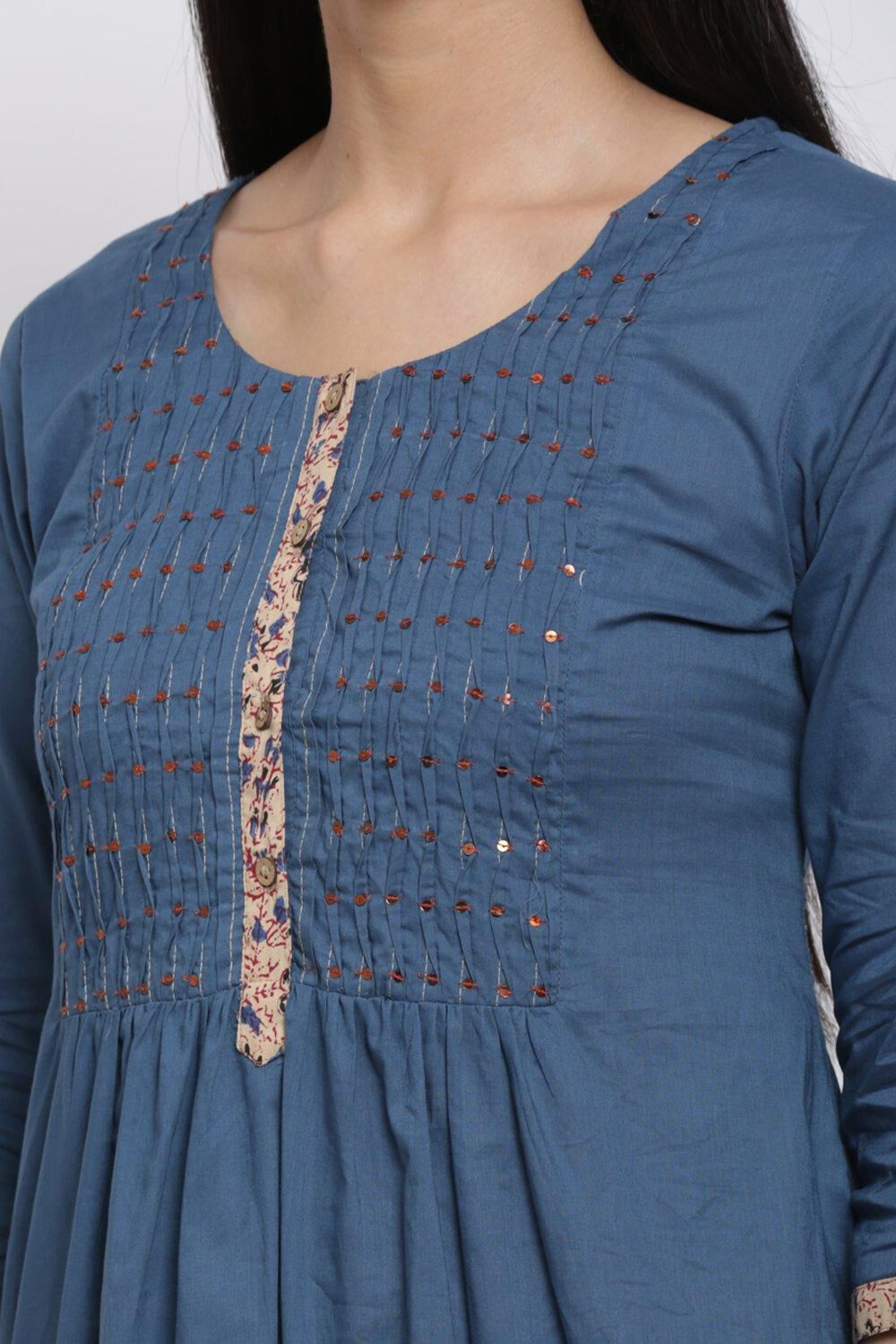 Blue Relaxed Kurta Palazzo Suit Set image number 1