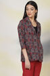 Blue Straight Art Silk Printed Jacket image number 2